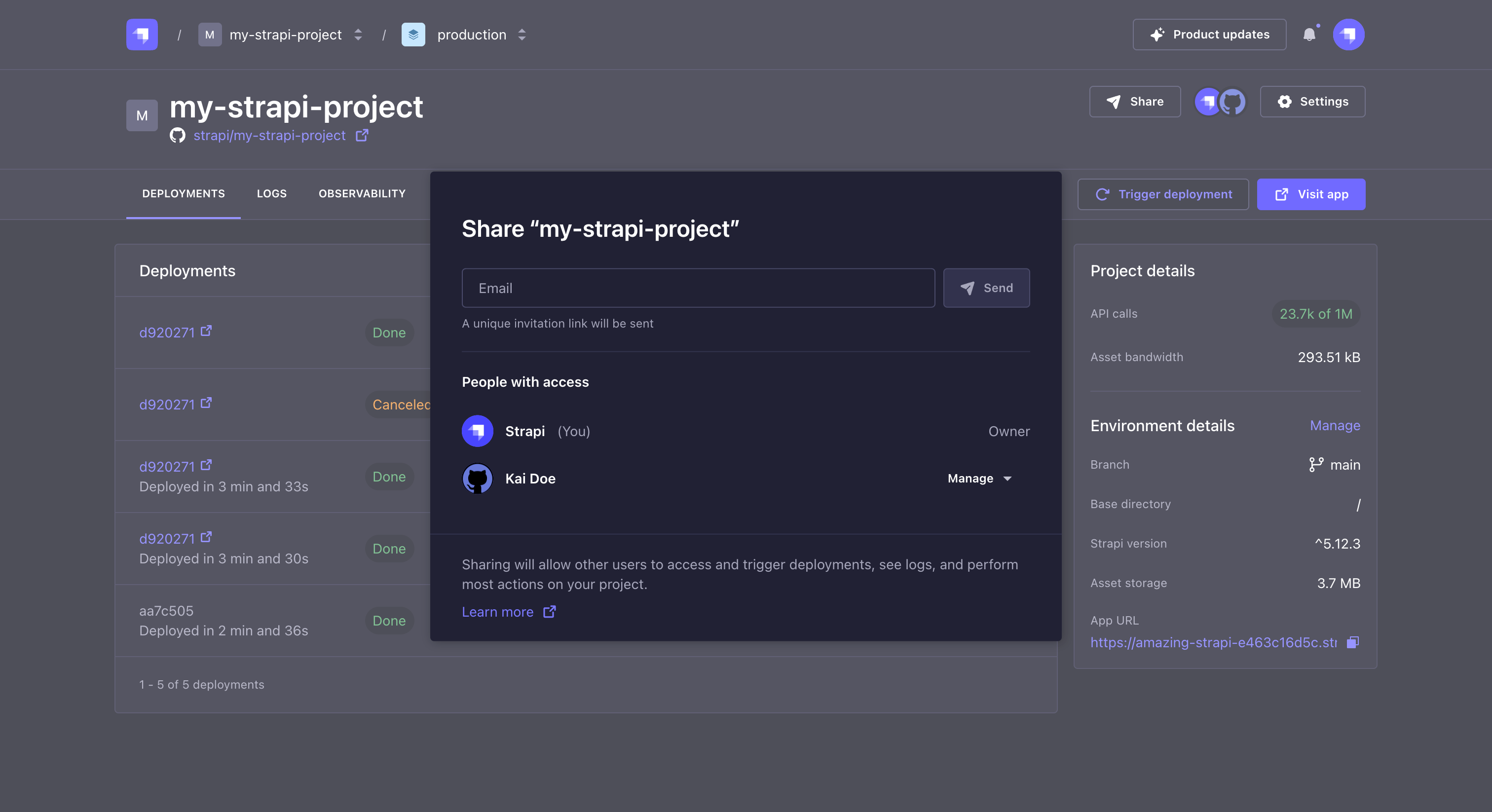 Share button and avatar