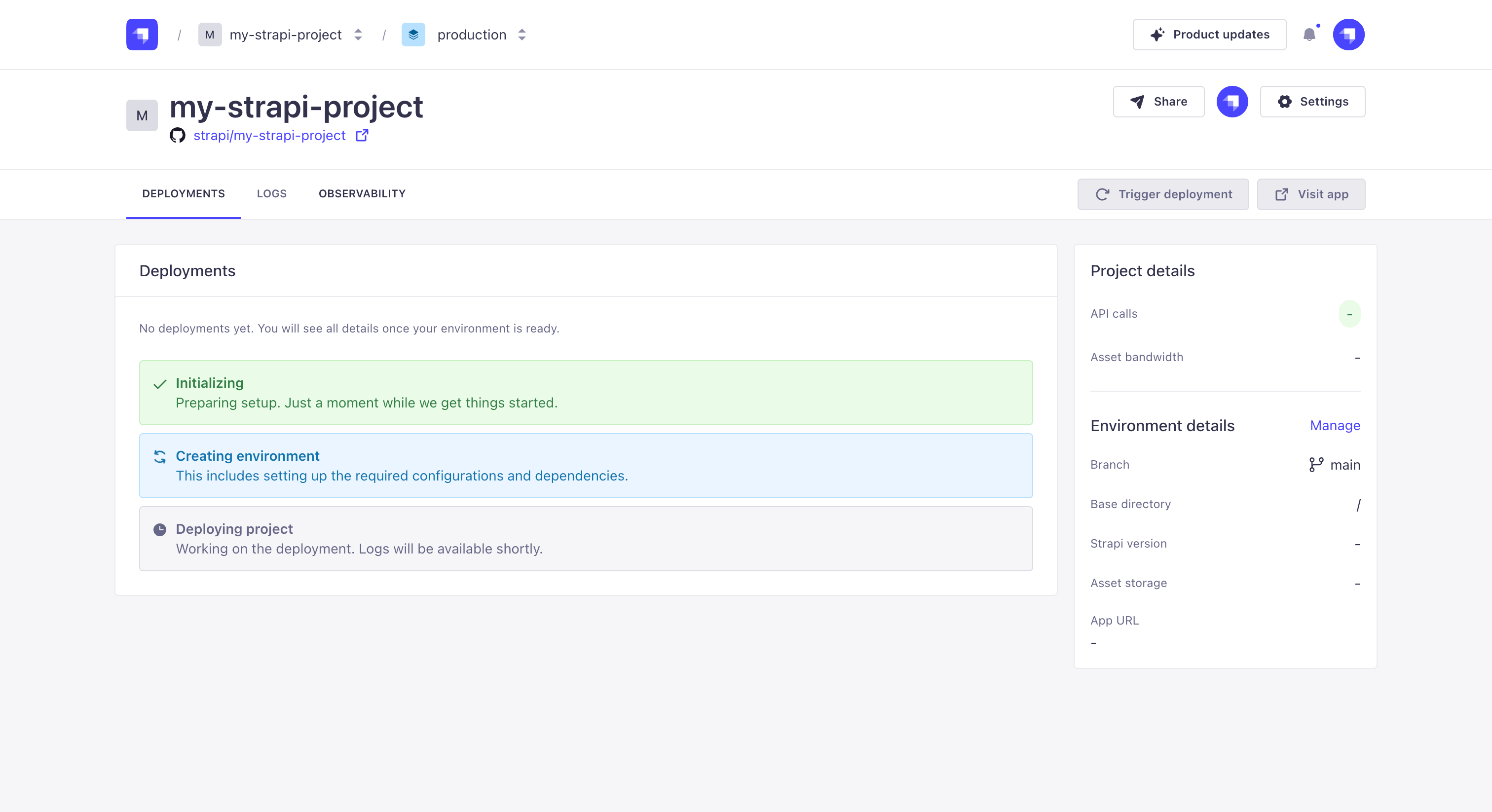 Project creation steps